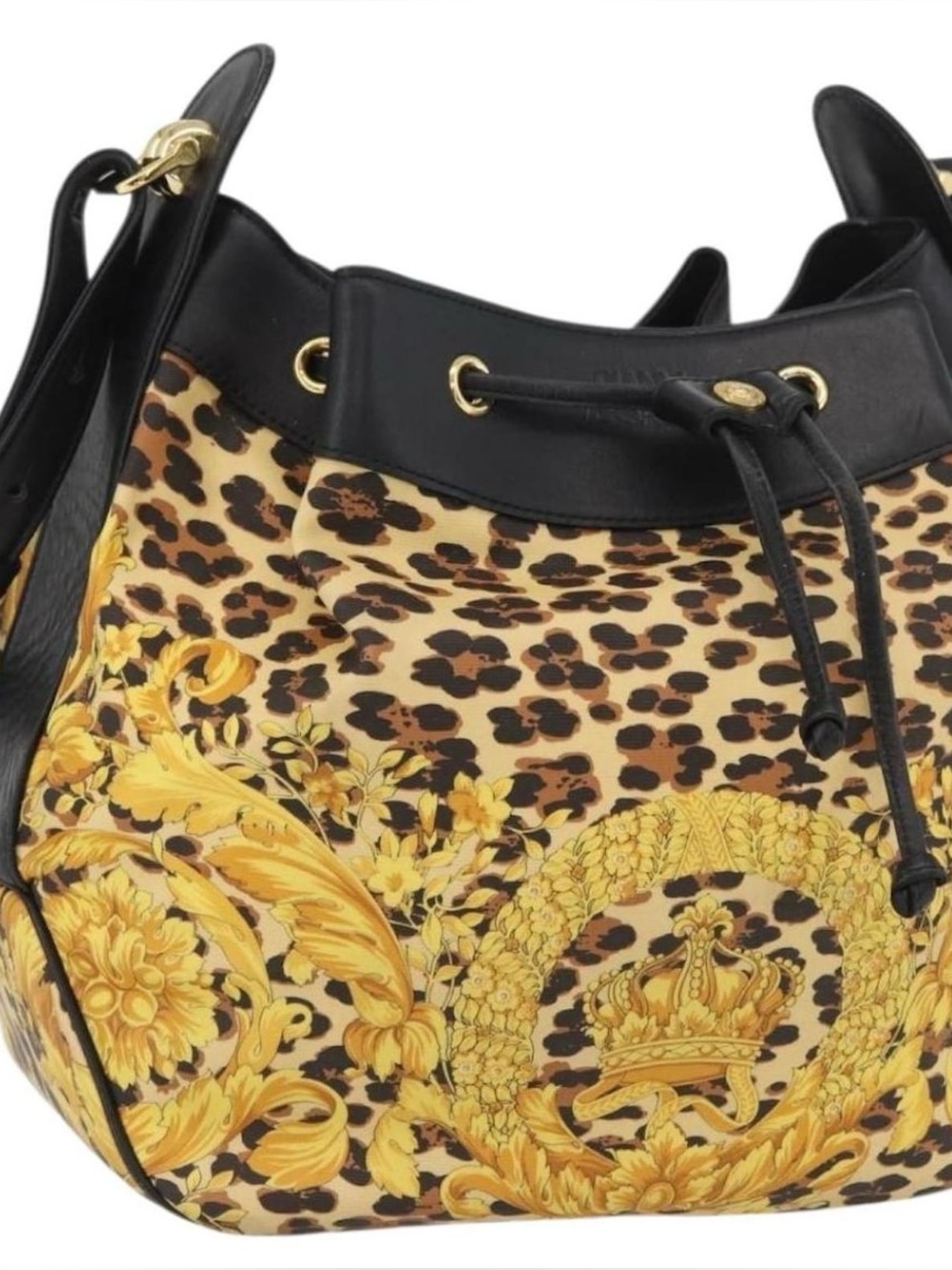Authentic Versace Baroque Leopard Print Bucket Bag | Medusa Hardware